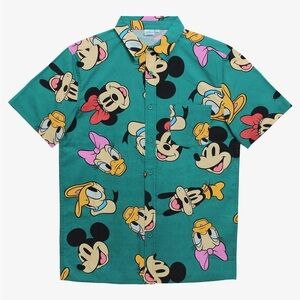 NWOT Disney Mickey Pals Woven Button Up